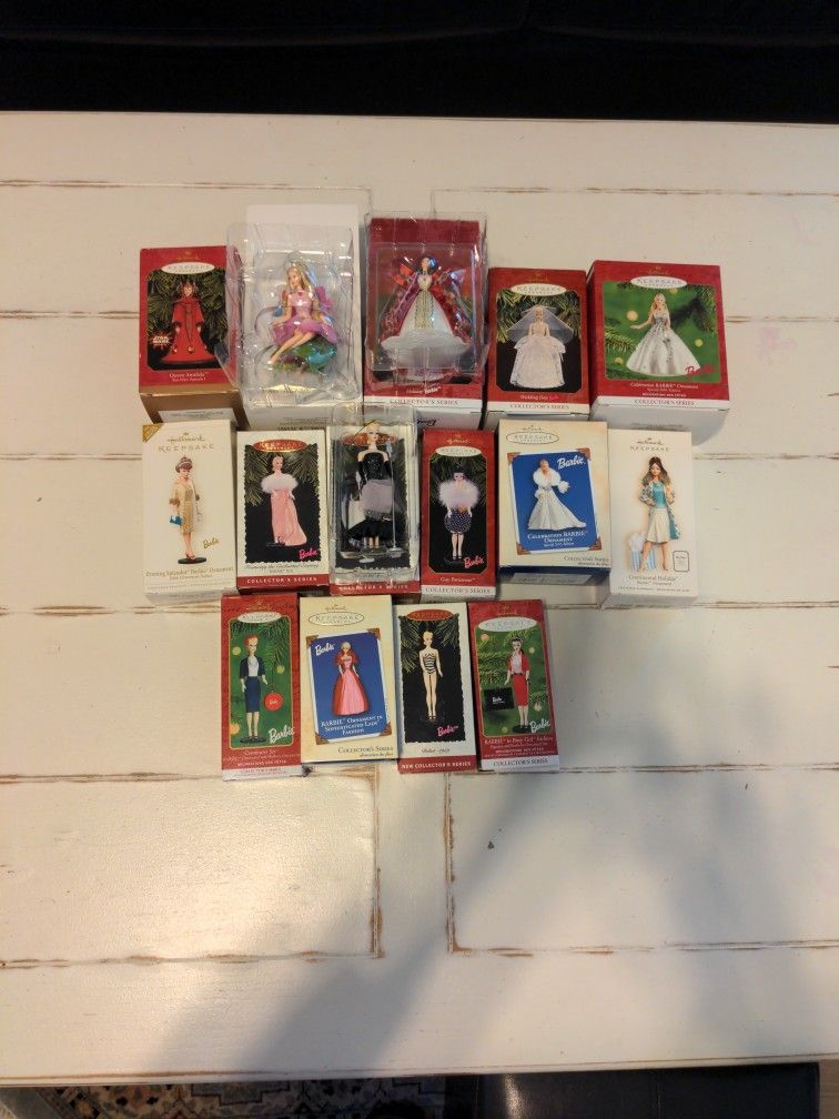 Barbies Ornaments Christmas Hallmark Collection 15 Pcs