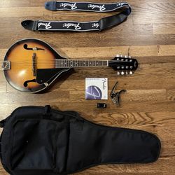 Fender Mandolin With Bag, Capo, Strings, Tuner, And Strap