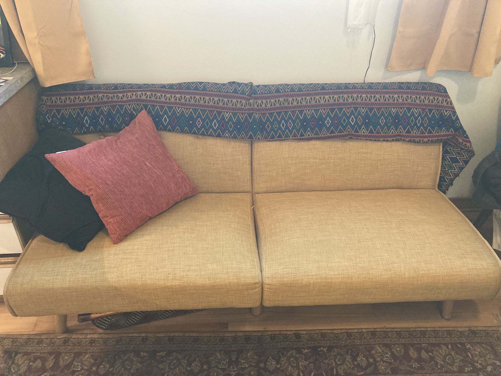 firm new yellow futon and frame