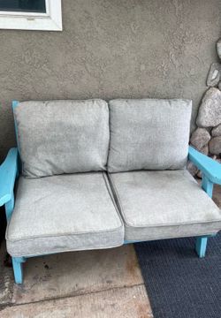 Sold wood put door love seat bench & Cush
