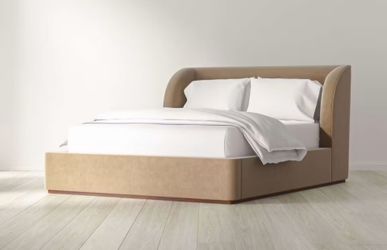 NEW IN BOX King size storage Upholstered Bed Frame with Curved Headboard