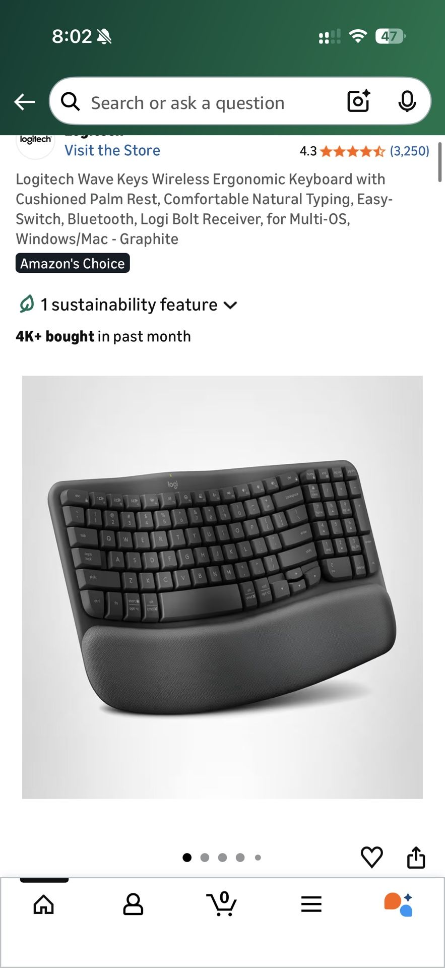 Logitech Wave Keys Wireless Ergonomic Keyboard with Cushioned Palm Rest, Comfortable Natural Typing, Easy-Switch, Bluetooth, Logi Bolt Receiver, for M