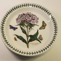 Vintage Portmeirion Botanic Garden 8.5" Plate Set (6) - Includes 1972 First Edition Seal Marks