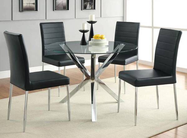 5 Piece Round Glass Dining Table Set $699! Best Deal!