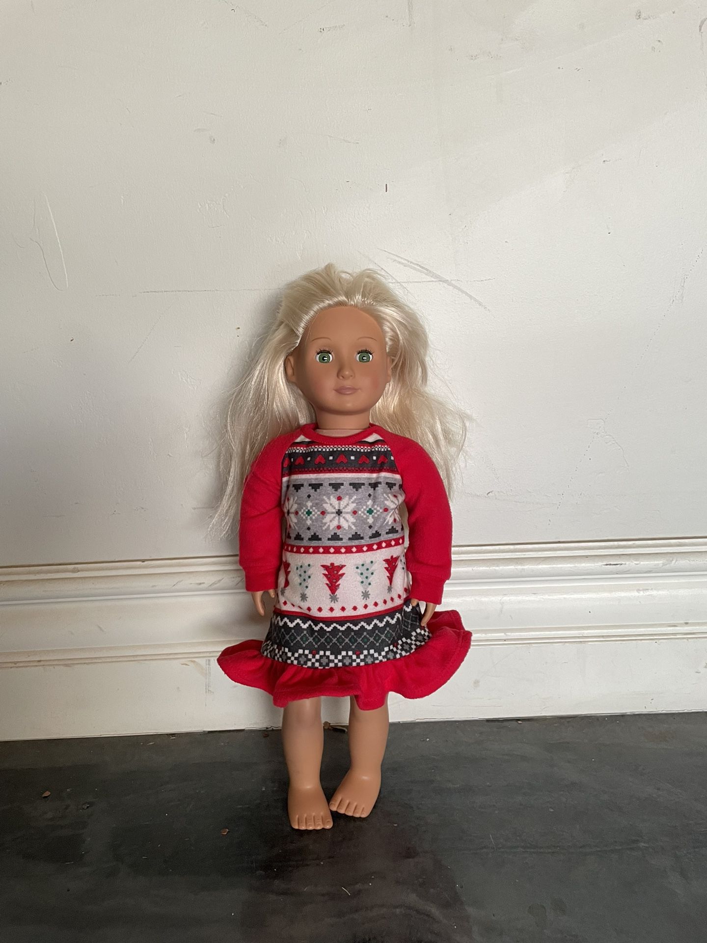 American Girl Doll With Christmas Pjs