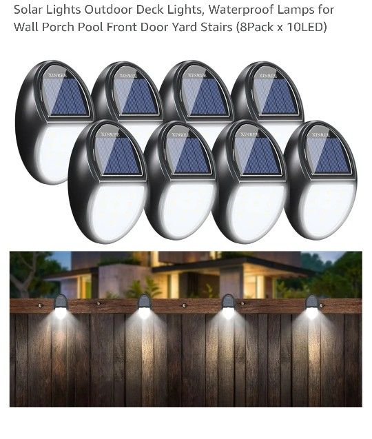 Solar Lights Outdoor Deck Lights, Waterproof Lamps for Wall Porch Pool Front Door Yard Stairs (5 Pack)