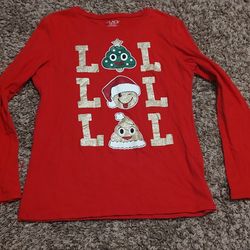Children's Place Long Sleeve Graphic Christmas Shirt Girls XL 14