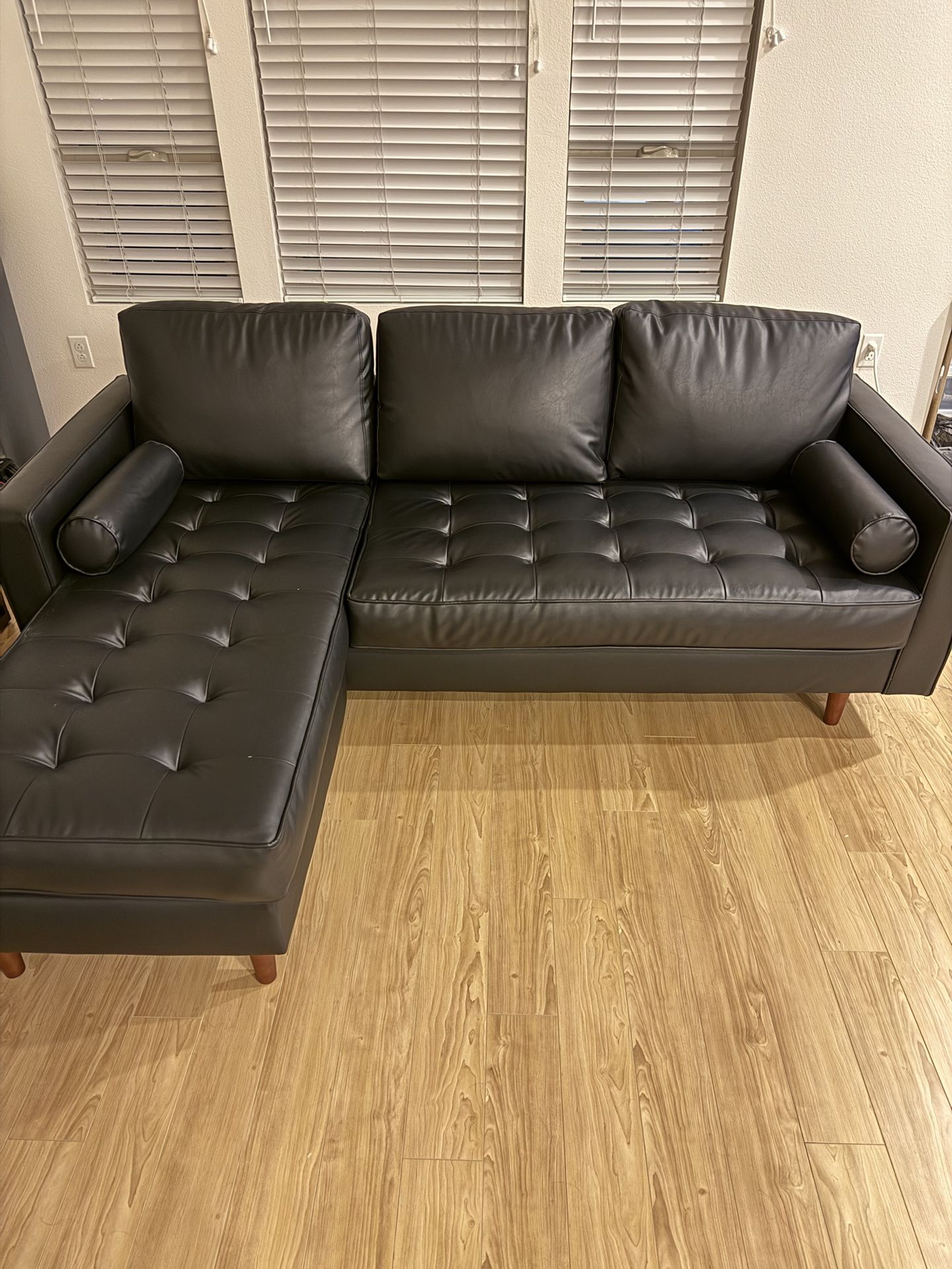 AllModern Geo 84" Wide Vegan Leather Reversible Modular Sofa & Chaise