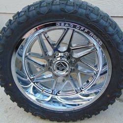 4 New 22X12 Chrome Rims & LT 33 14.50 22 TIS M/T Tires 8X170 -44MM Offset