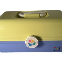 Caboodles On-The-Go Makeup Case 3 Tier 1990s Yellow Over Periwinkle 5626 USA