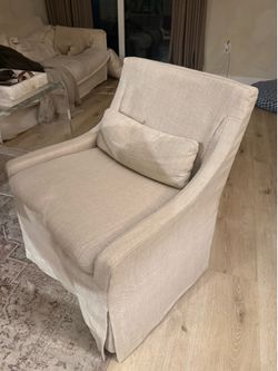 Restoration Hardware linen chair in flawless condition