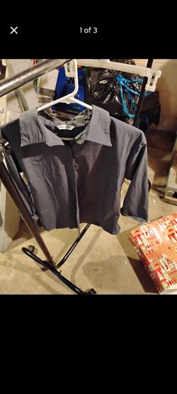Willow Bay Gray Collared Long Sleeve Top