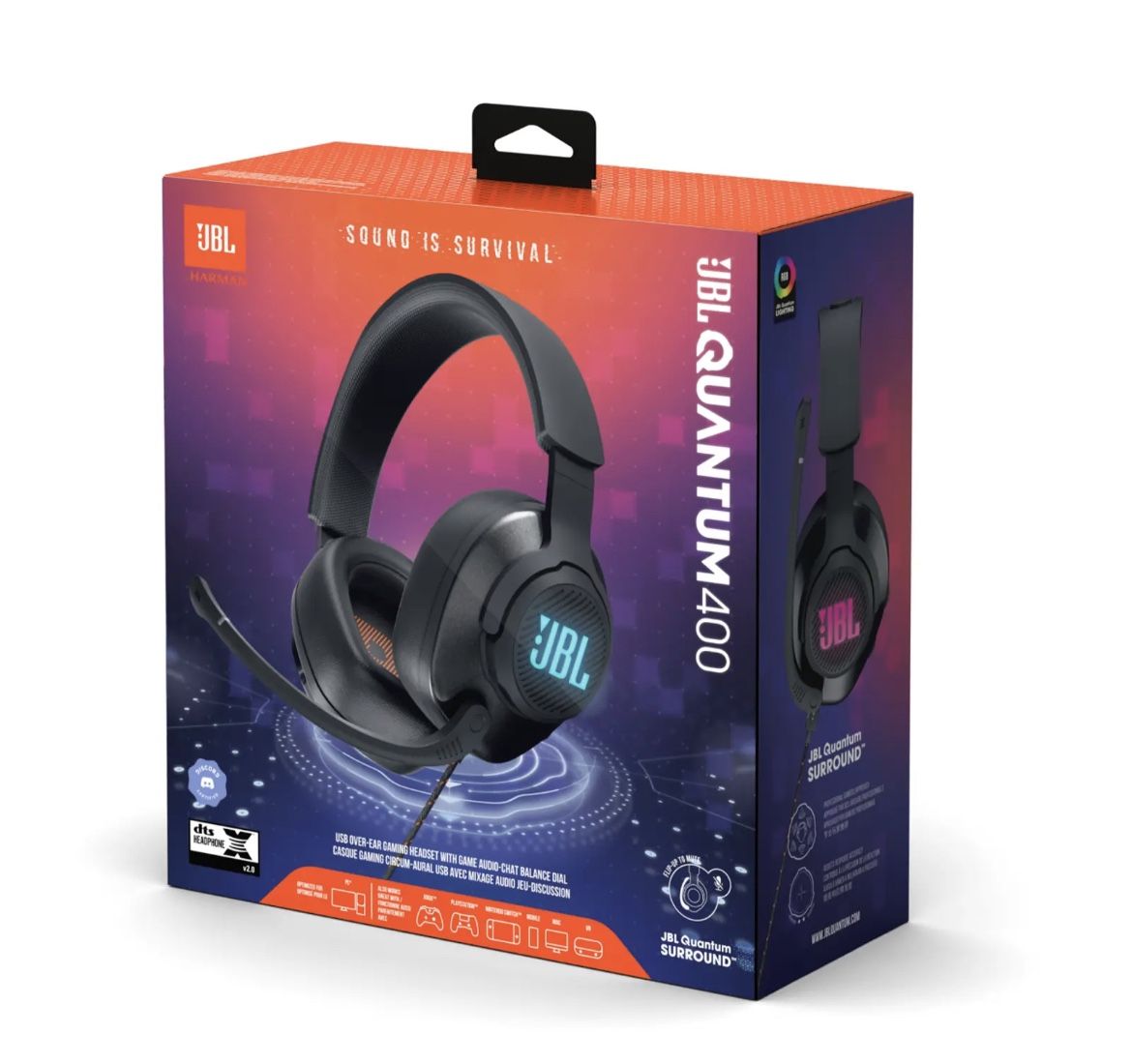 JBL Quantum 400 USB Over-ear Gaming Headset with Game-chat Dial, Black
