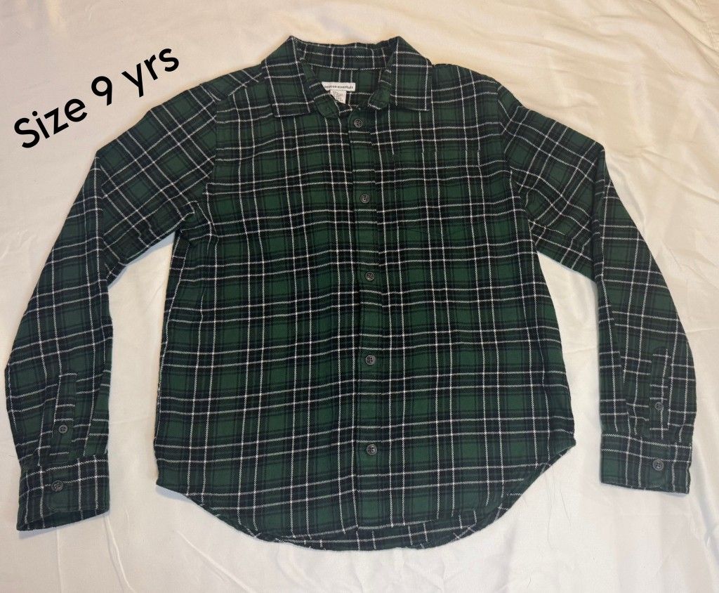 Dark Green Flannel Plaid Shirt