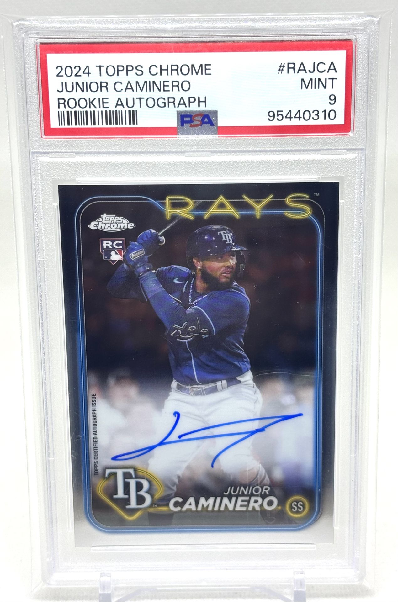 JUNIOR CAMINERO ROOKIE AUTO PSA 9 2024 Topps Chrome #RAJCA