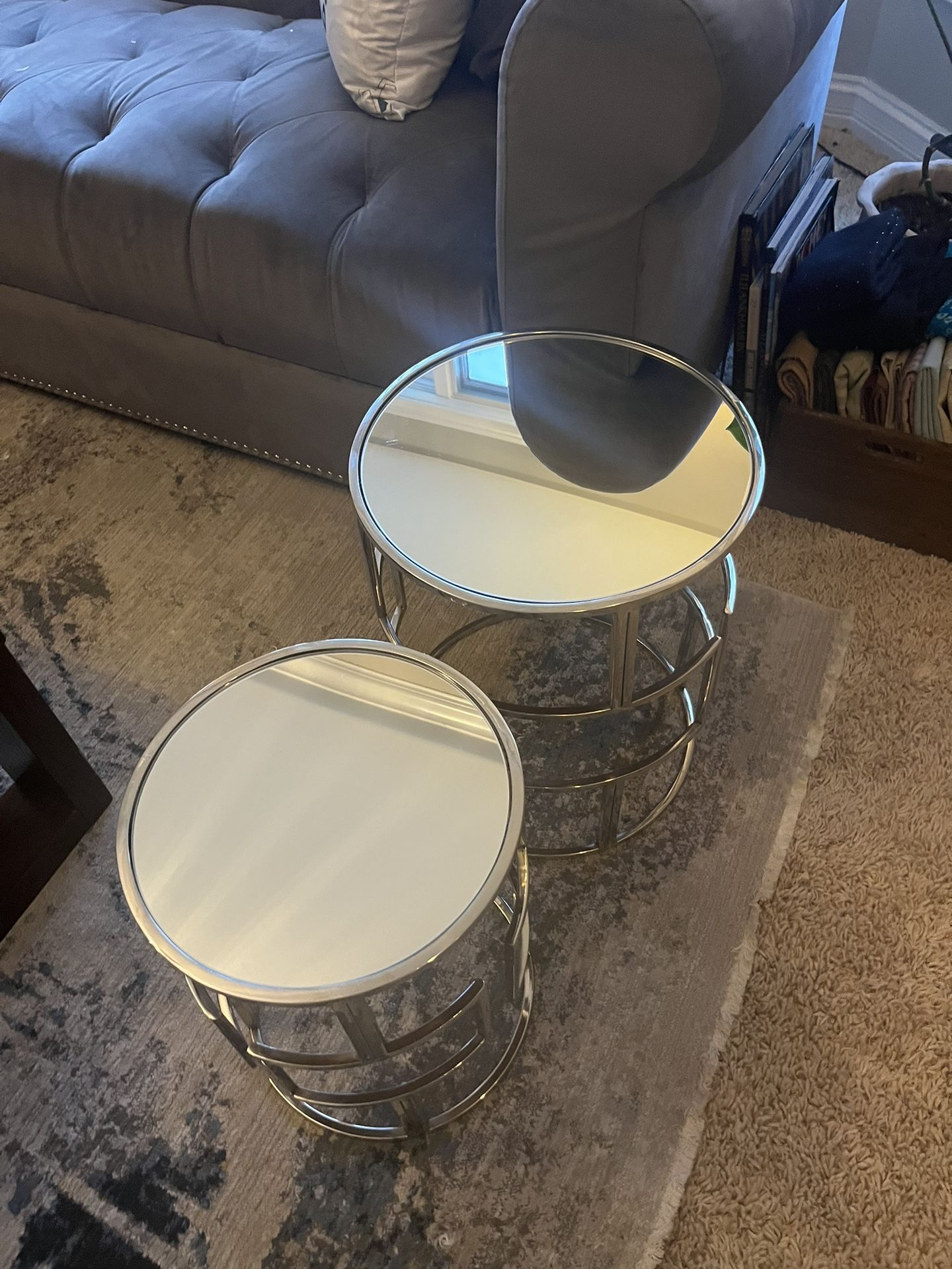 Modern Silver Round End Tables