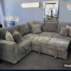 
✅️✅️"3-Piece Convertible Sectional
Reversible Storage Sofa + Reversible Sofa with Pull-Out Bed + USB Port"✅️✅️
