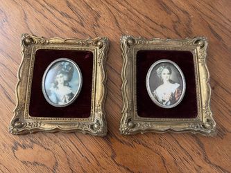 Vintage Cameo Creations Miniature Portrait Pair – Lady Sheffield & Companion
