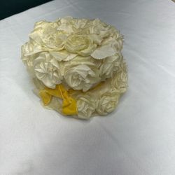 Vintage Cream Floral Pillbox Women Hat