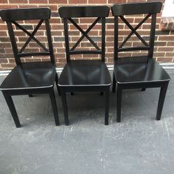 Very Good Condition Three Hardwood Chairs 