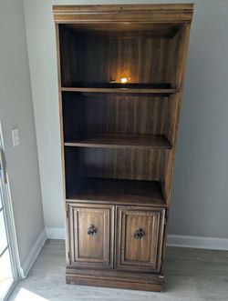 Wood Bookshelf with Cabinet Storage