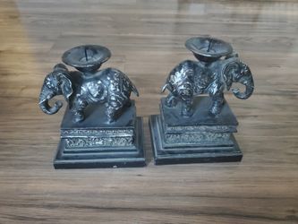 Solid Heavy Elephant Set Of Candle Holders
