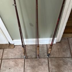 3 Fiberglas Fly Rods.   