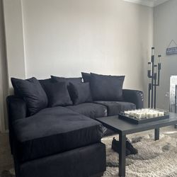 Black Couch Sofa With Reversible Chaise
