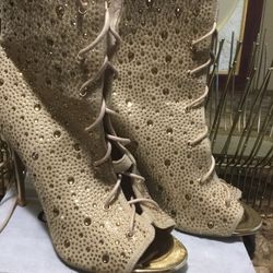 Women Gold Shoe Boot