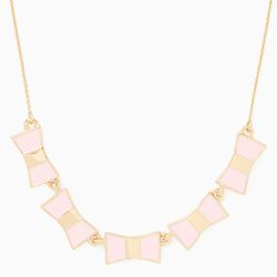 NWT Kate Spade bow shoppe row necklace -Pink&Gold