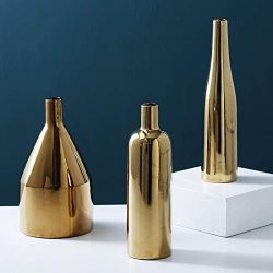 Purzest Gift For Her,Decor Vases Set,Gold Metallic Vase, Set Of 3,Lover Gift
