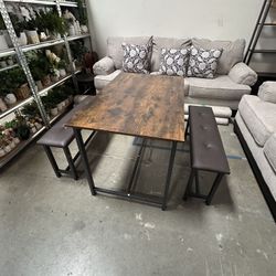 Dining Table Set - Table + 2 Benches 