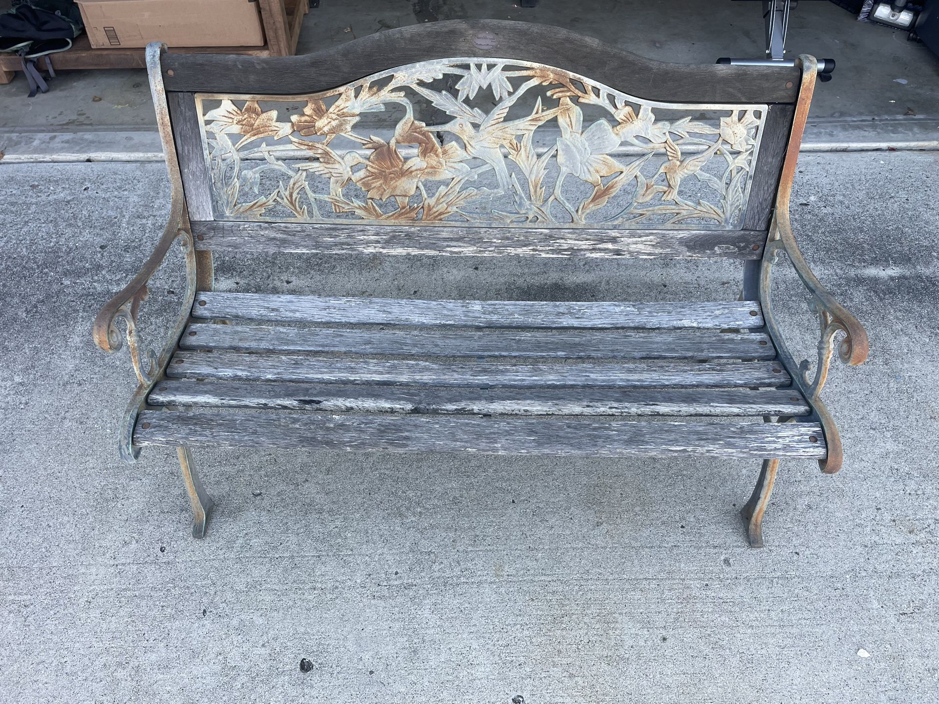 Outdoor Wooden And Metal Bench