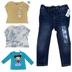 Old Navy Spring Summer Fall Toddler Girl Lot of 4 Tops Jeans 12-18 months 2T NWT