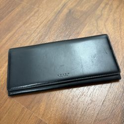 Coach Black Leather Long Wallet – Snap Closure – Authentic