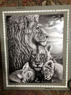 Print of lion with his pride