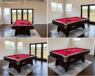 Full-Size Pool Table with Red Felt – Excellent Condition