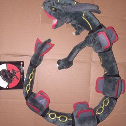 2014 POKÉMON CENTER - RAYQUAZA GRAY DRAGON LONG POSEABLE FLEXIBLE PLUSH