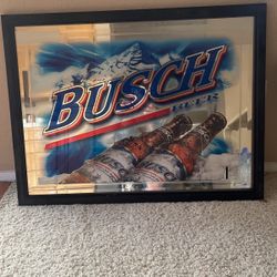 Busch Beer Framed Mirror Vintage