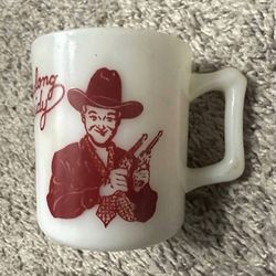 Vintage 1950s Collectible Hopalong Cassidy Milk Glass Mug Cup Hazel Atlas