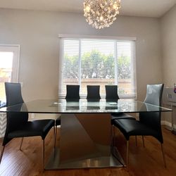 Italian Glass Dinning Table Set