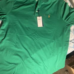 Green Collar Polo Shirt Size,L In Men New