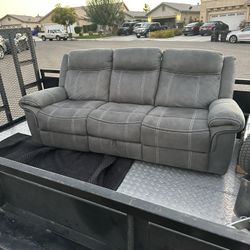 (1) Piece Gray Sofa Recliner With USB And Plugs