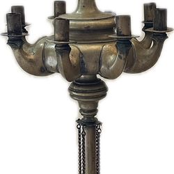 Antique Indian Brass Candelabra – Floor Standing 49” – Temple Decor, Boho, Altar, Eclectic