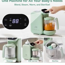 Chefhandy 5-in-1 Baby Food Maker with Stainless Steel Steam Basket, Green