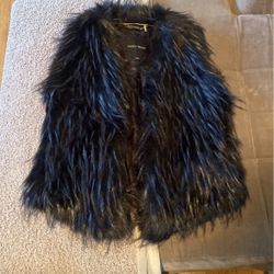 Ivanka Trump Black  Faux Fur Vest Size XS 