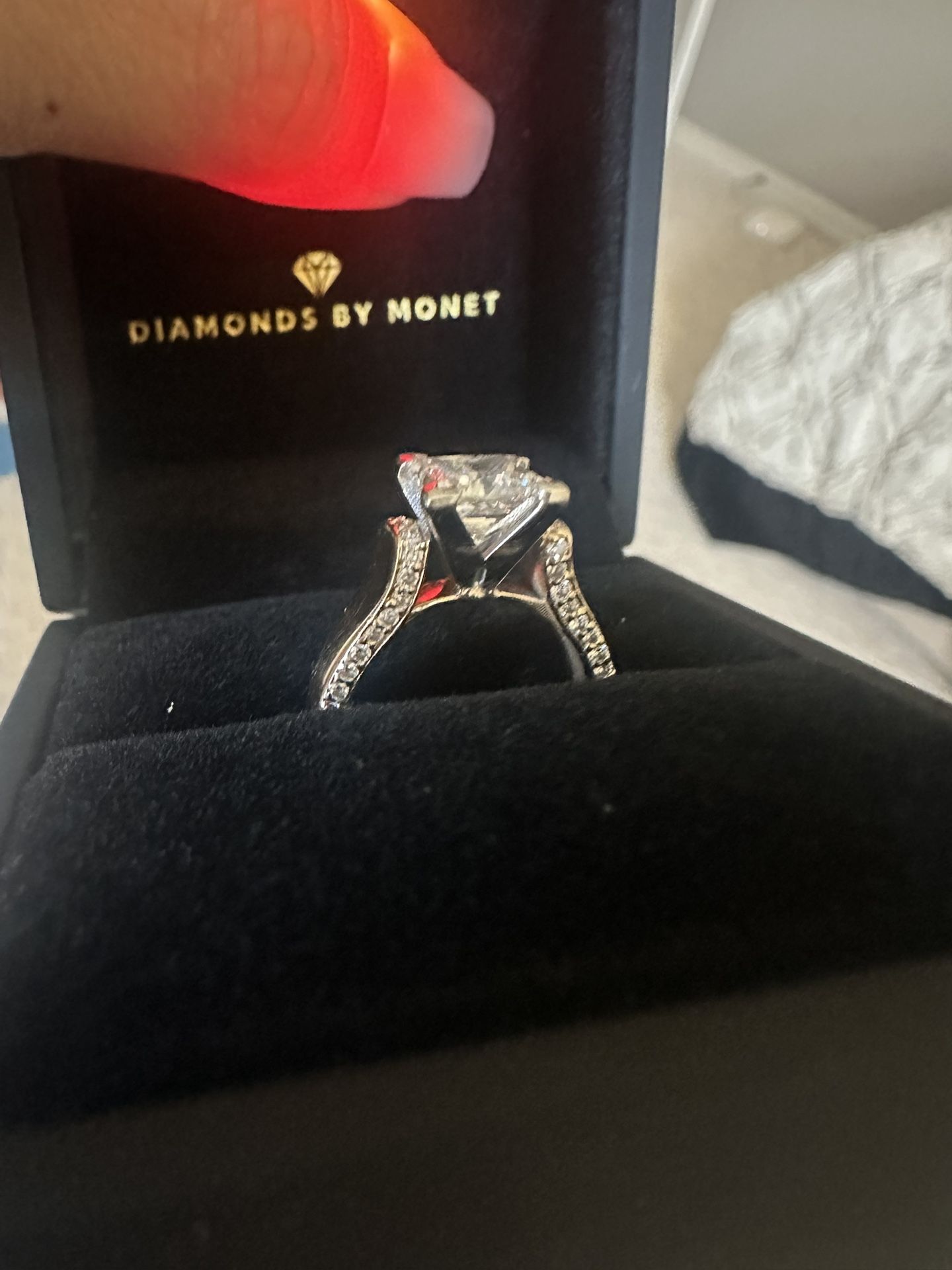 2 Carat Engagement / Wedding Ring 14k Gold With Diamond Inlay