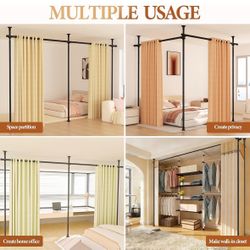 Floor-to-Ceiling Room Divider Curtain Rod System