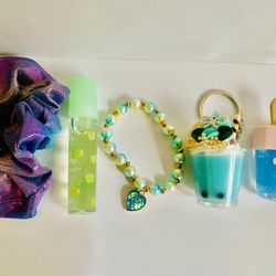 Girls Milkshake Keychains Lip Gloss Scrunchie Party Favors Birthday 