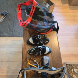 Rock Climbing Shoes And Belt. 